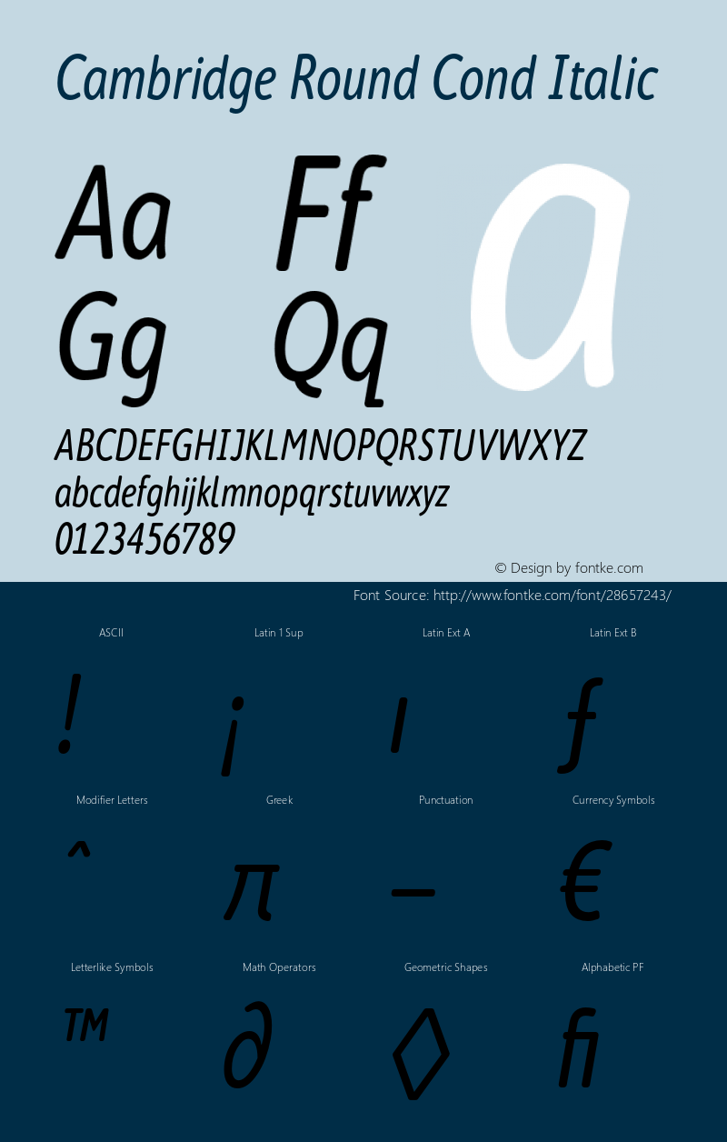 CambridgeRound-CondIt Version 1.001 | wf-rip Font Sample