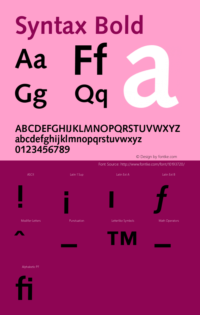 Syntax Bold 001.001 Font Sample