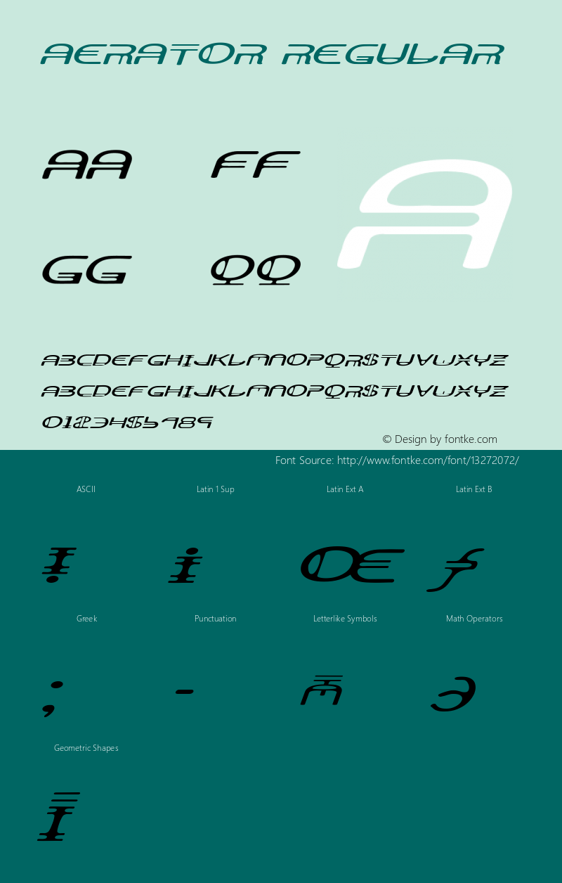 Aerator Regular Version 1.00 Font Sample