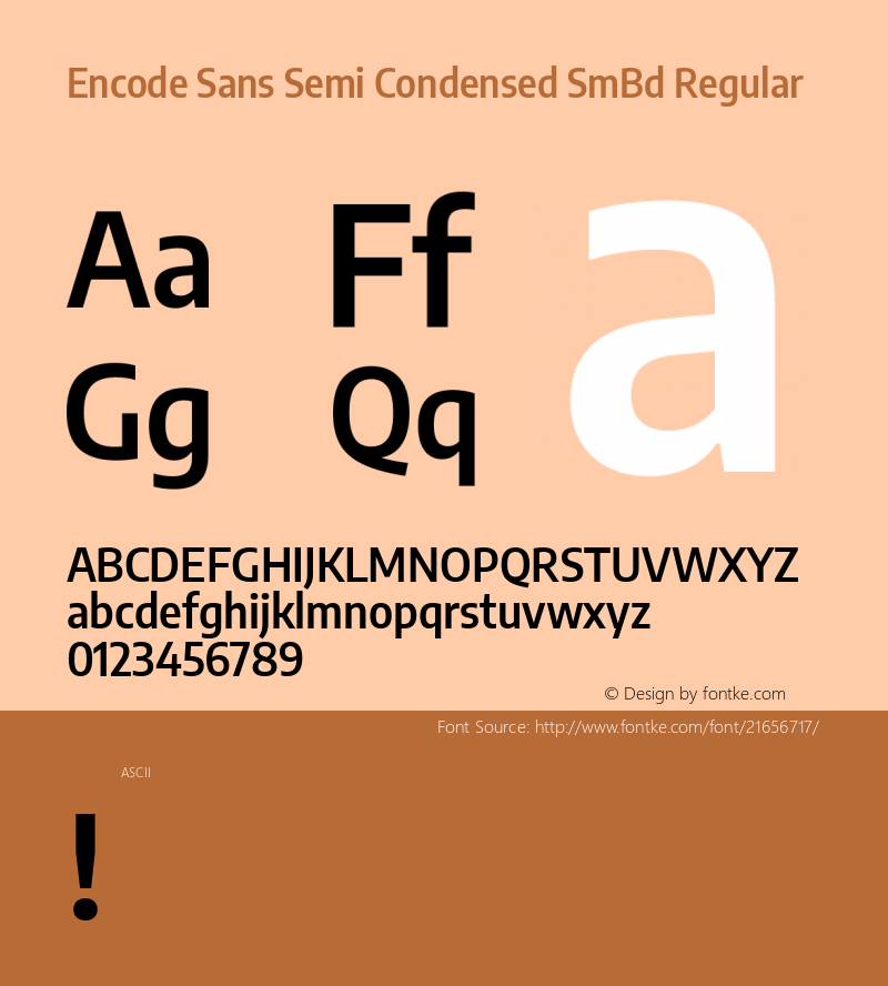 EncodeSansSemiCondensedSmBd Version 1.0 Font Sample