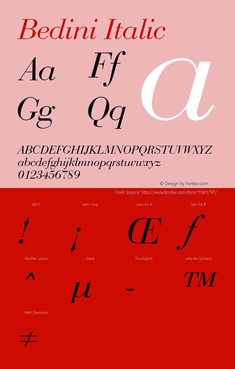 Bedini Italic Version 001 Font Sample