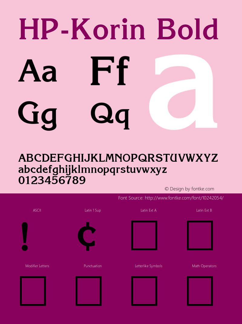 HP-Korin Bold 2 Font Sample