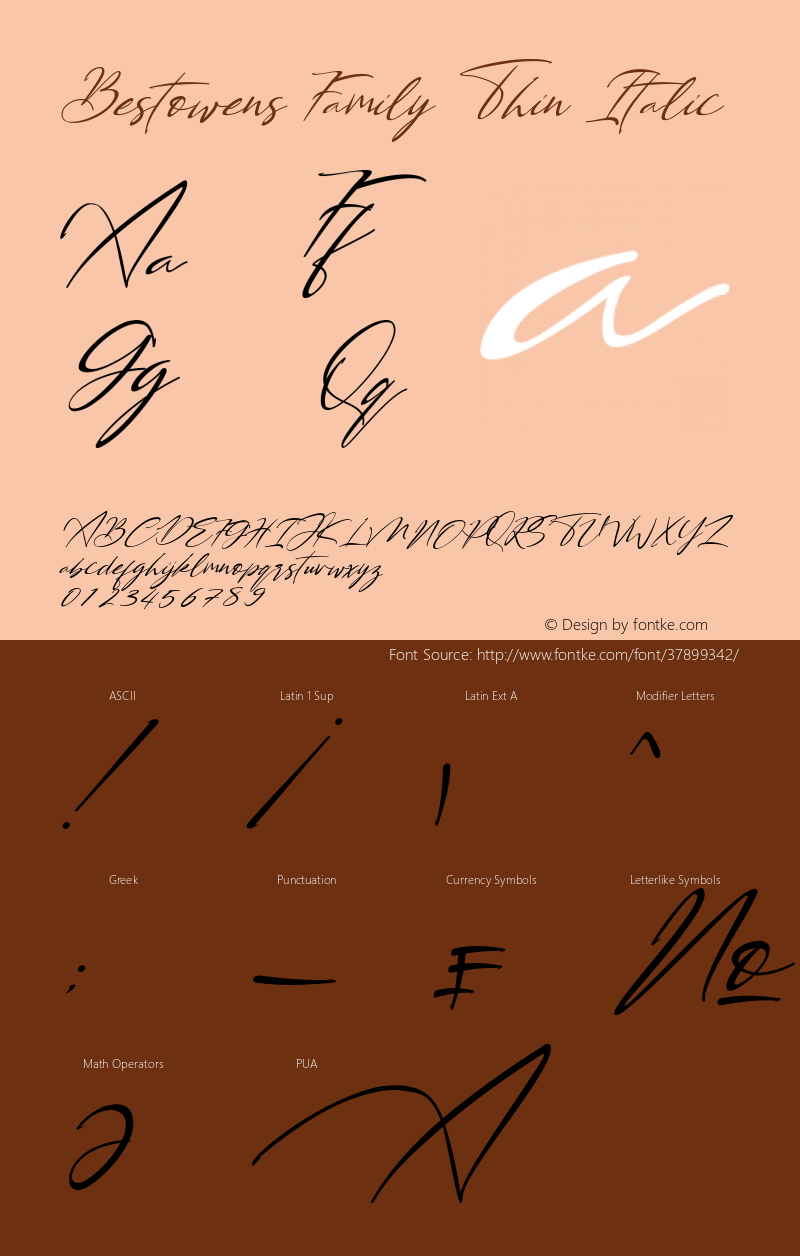 Bestowens Family Thin Italic Version 1.00;September 1, 2019;FontCreator 11.5.0.2430 64-bit Font Sample