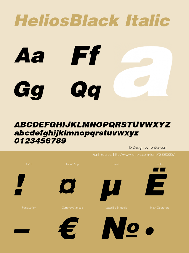 HeliosBlack Italic OTF 1.0;PS 004.001;Core 116;AOCW 1.0 161 Font Sample