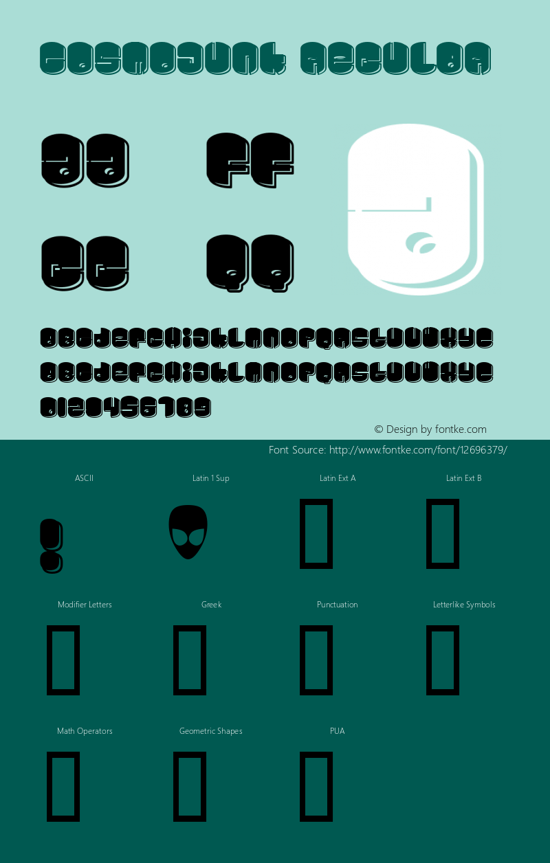 Cosmojunk Regular Macromedia Fontographer 4.1.2 9/5/98 Font Sample