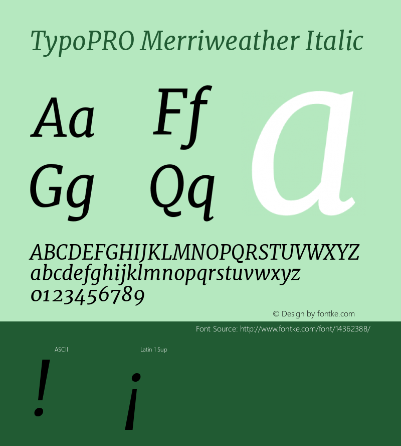 TypoPRO Merriweather Italic Version 1.001 Font Sample