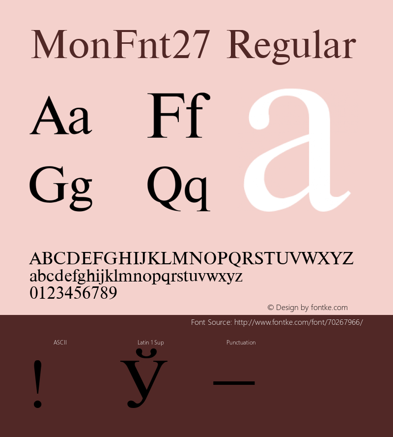 MonFnt27 Version 1.00 Font Sample