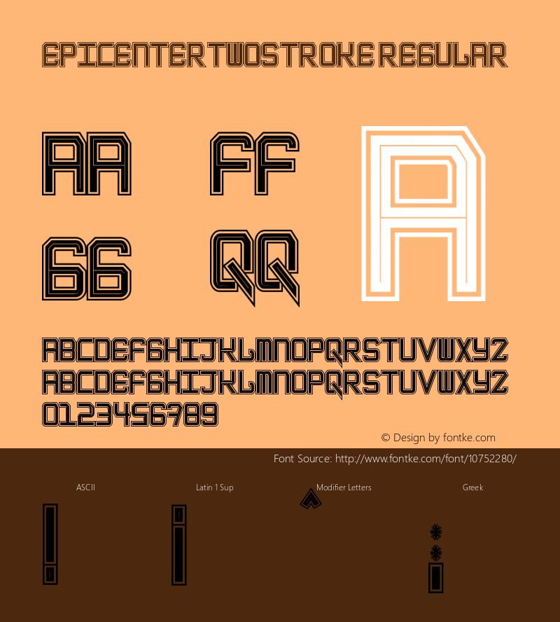 EpicenterTwoStroke Regular Version 1.00 July 25, 2015, initial release Font Sample