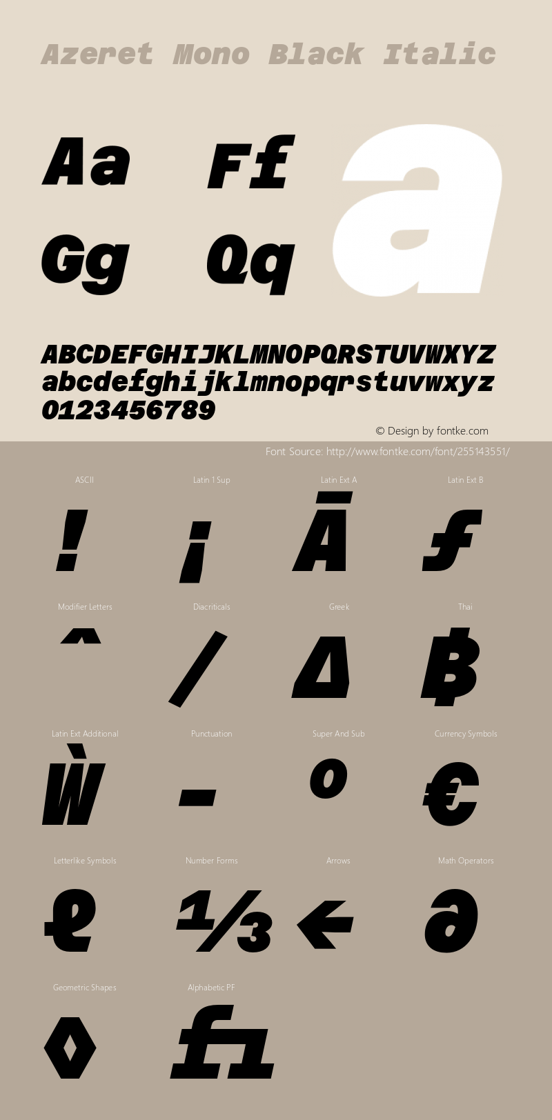 Azeret Mono Black Italic Version 1.000; Glyphs 3.0.3, build 3084图片样张