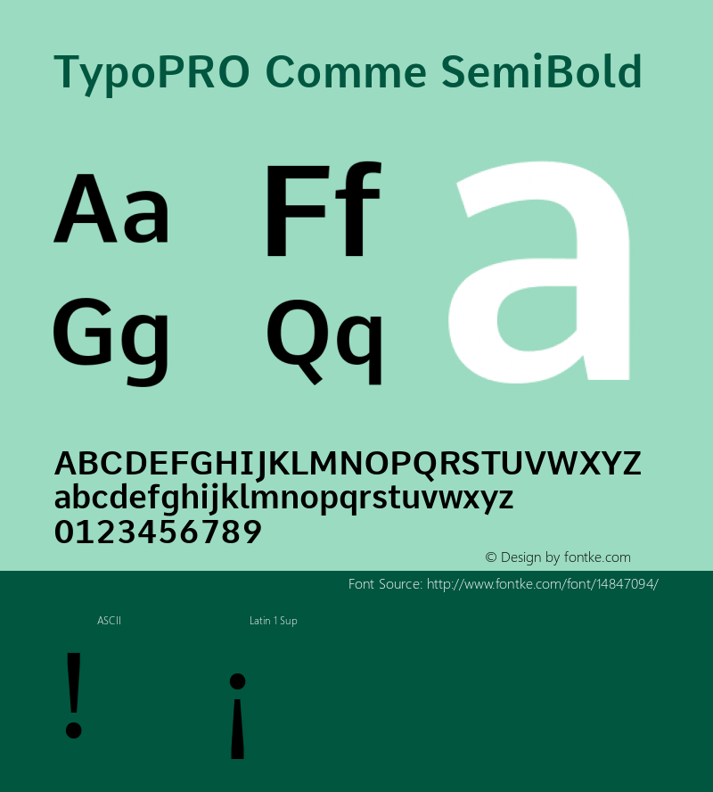 TypoPRO Comme SemiBold Version 2; ttfautohint (v1.00rc1.2-2d82) -l 6 -r 72 -G 200 -x 0 -D latn -f none -w G Font Sample