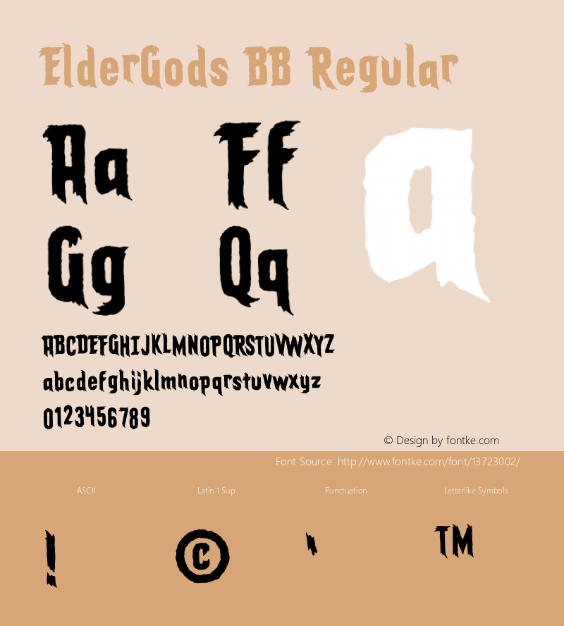 ElderGods BB Regular Version 1.000 Font Sample