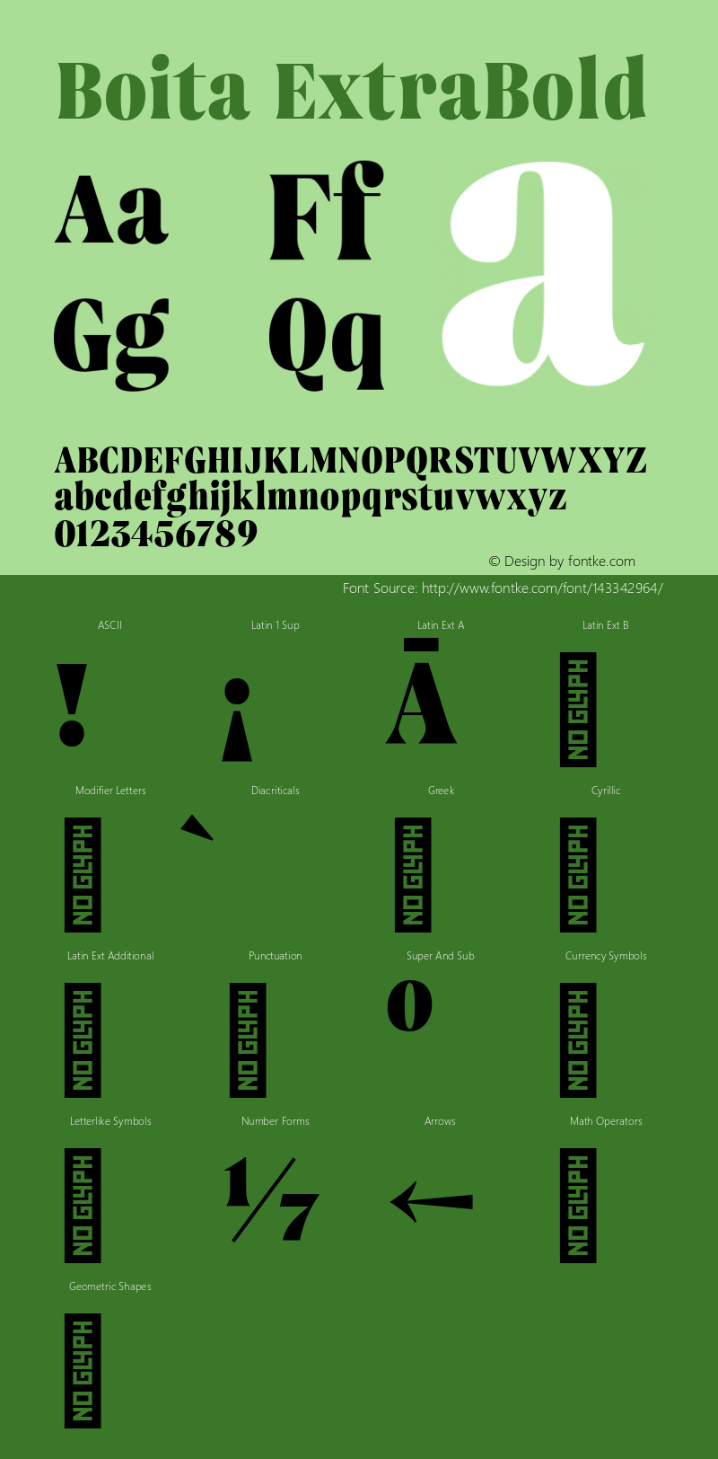 Boita ExtraBold Version 1.001; ttfautohint (v1.6) Font Sample