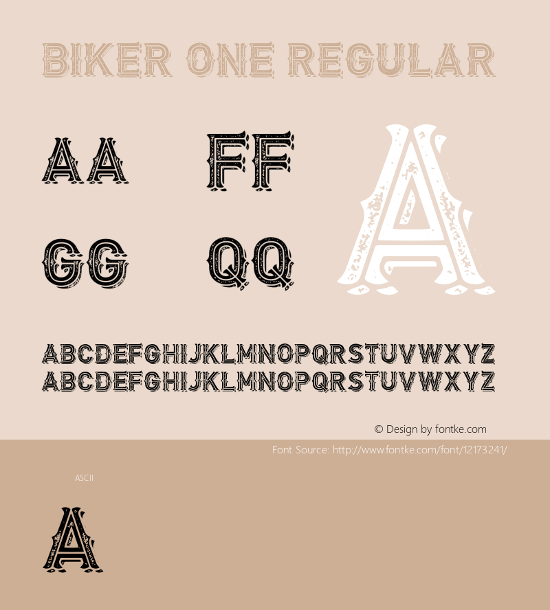 Biker One Regular Version 1.00 February 10, 2015, initial release Font Sample