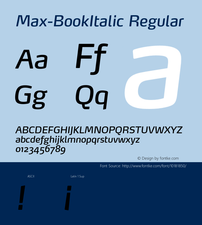 Max-BookItalic Regular 4.460 Font Sample