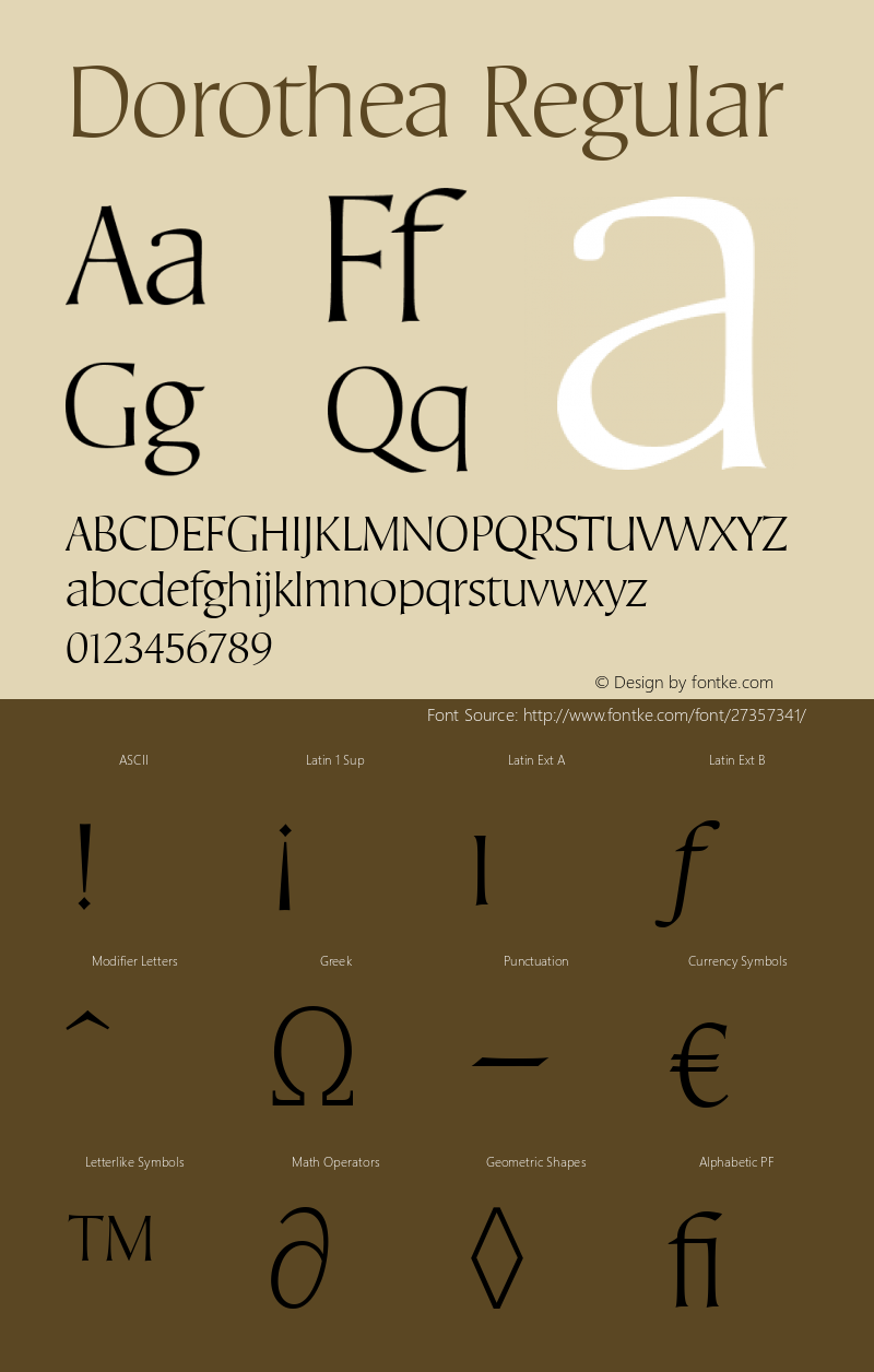 Dorothea Version 1.00 Font Sample