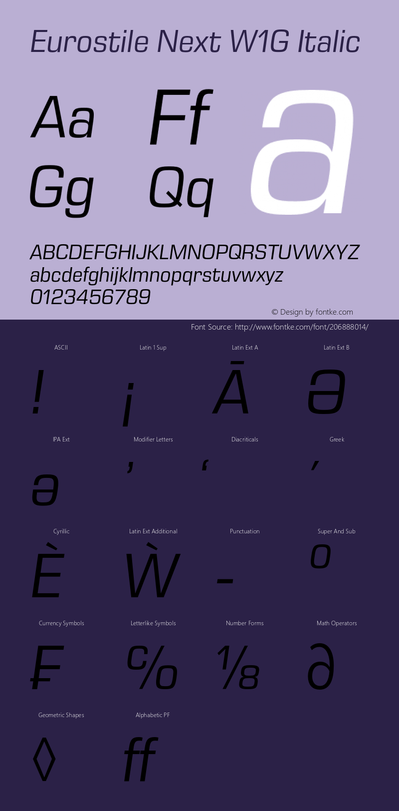 Eurostile Next W1G Italic Version 1.00图片样张