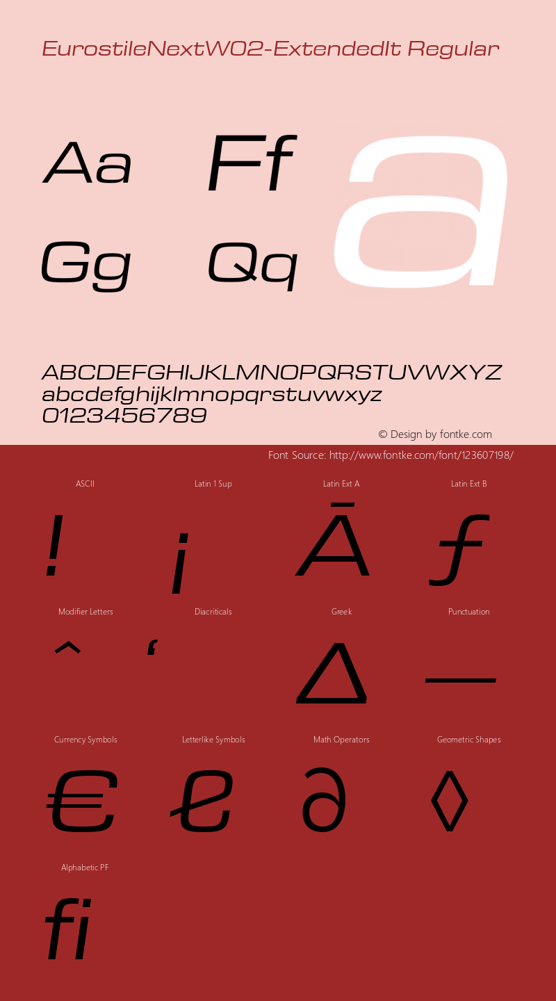 Eurostile Next W02 Extended It Version 1.00 Font Sample