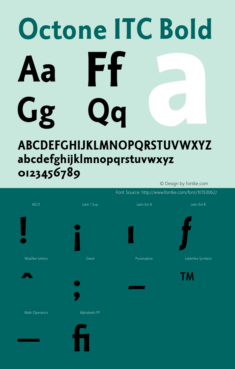 Octone ITC Bold Version 001.001 Font Sample