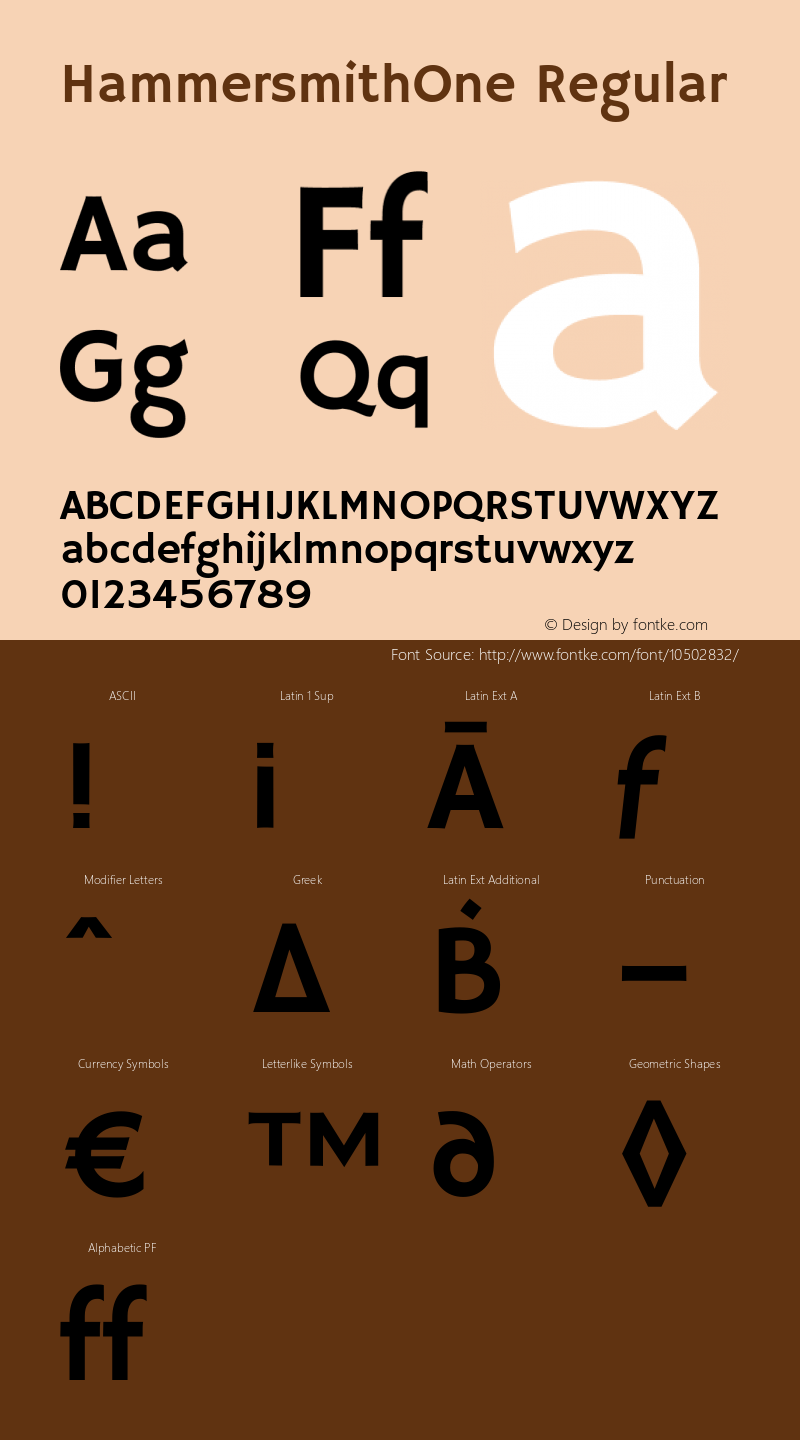 HammersmithOne Regular Version 1.003 Font Sample