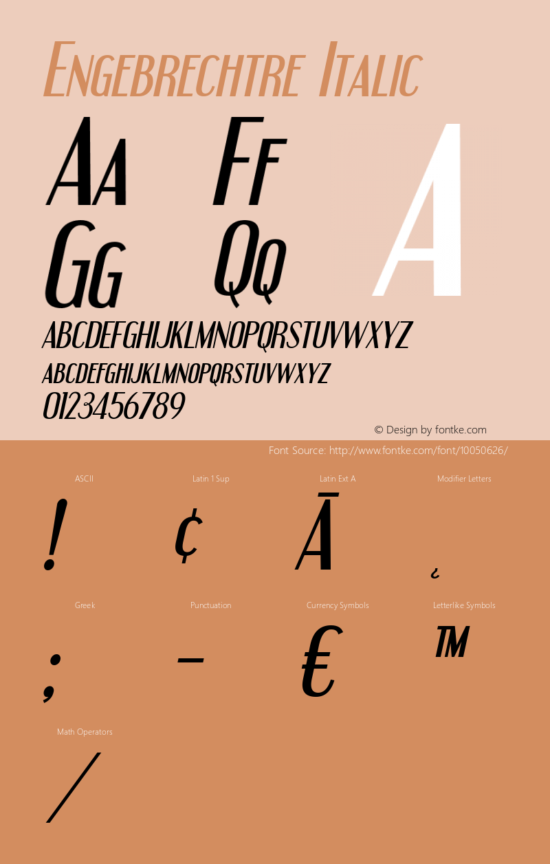 Engebrechtre Italic Version 1.0; 2000; initial release Font Sample