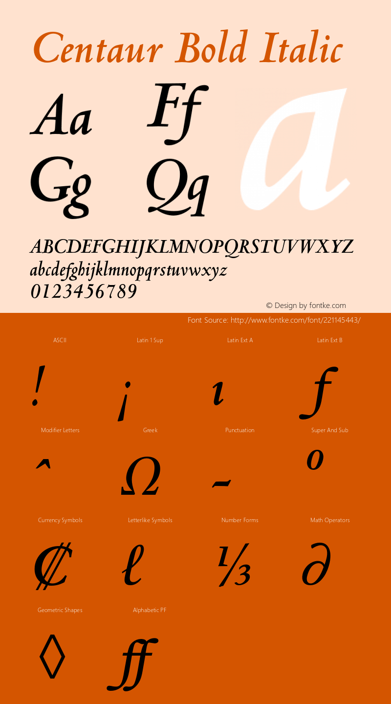 Centaur Bold Italic Version 2.045;PS 002.000;hotconv 1.0.51;makeotf.lib2.0.18671图片样张