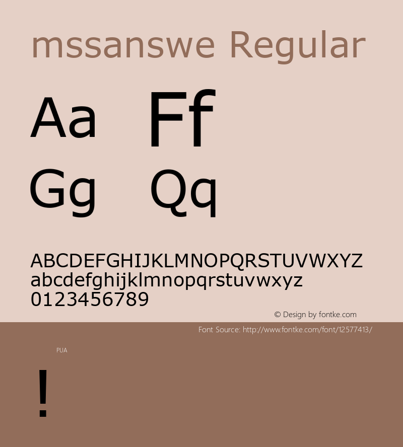 mssanswe Regular 1999; 3.2 Font Sample