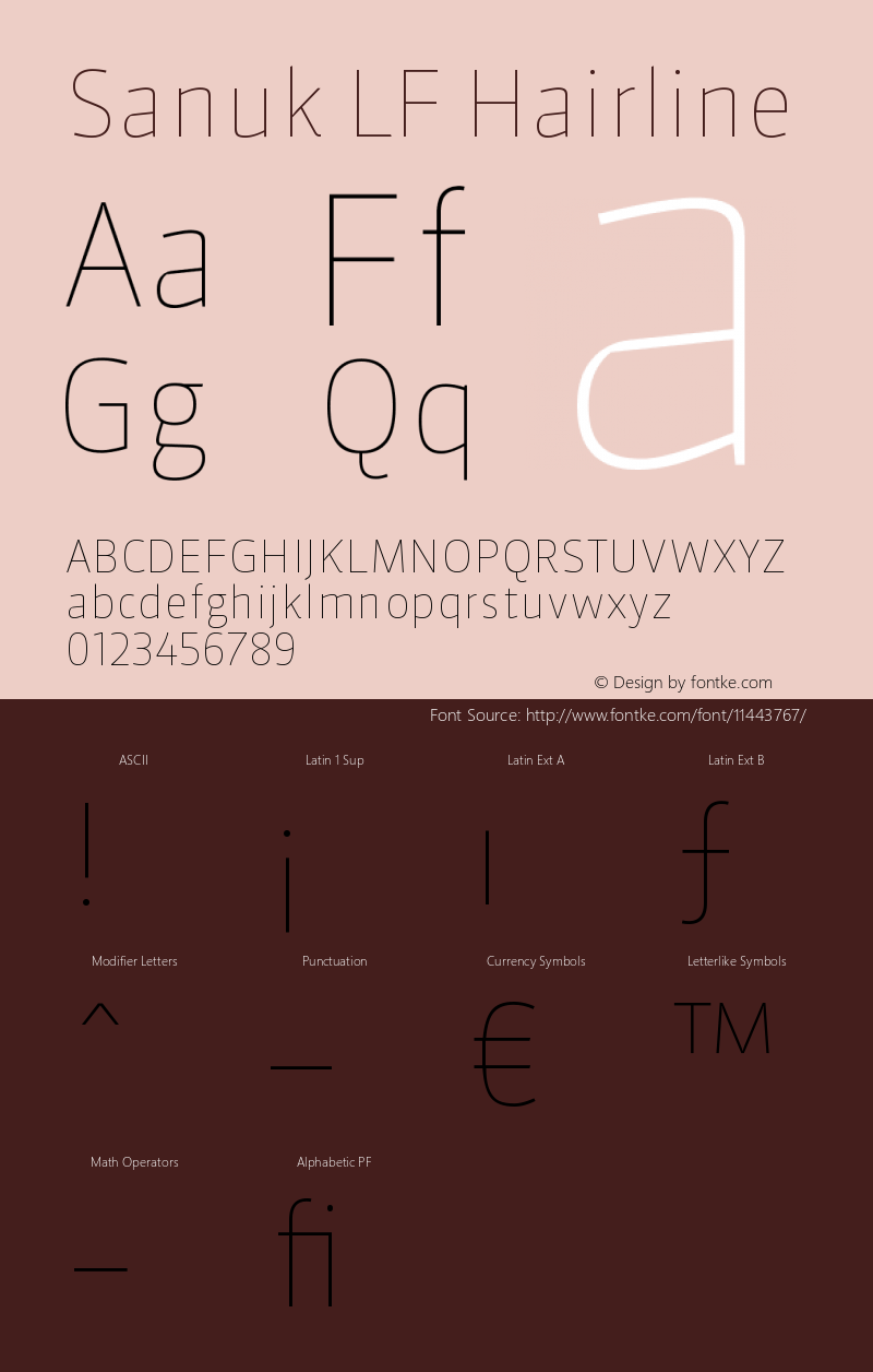 Sanuk LF Hairline Version 7.046 Font Sample