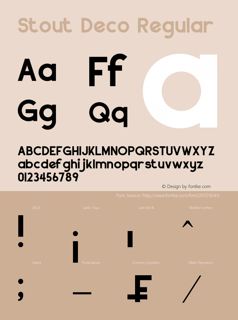 Stout Deco Version 1.00 July 23, 2015, initial release Font Sample