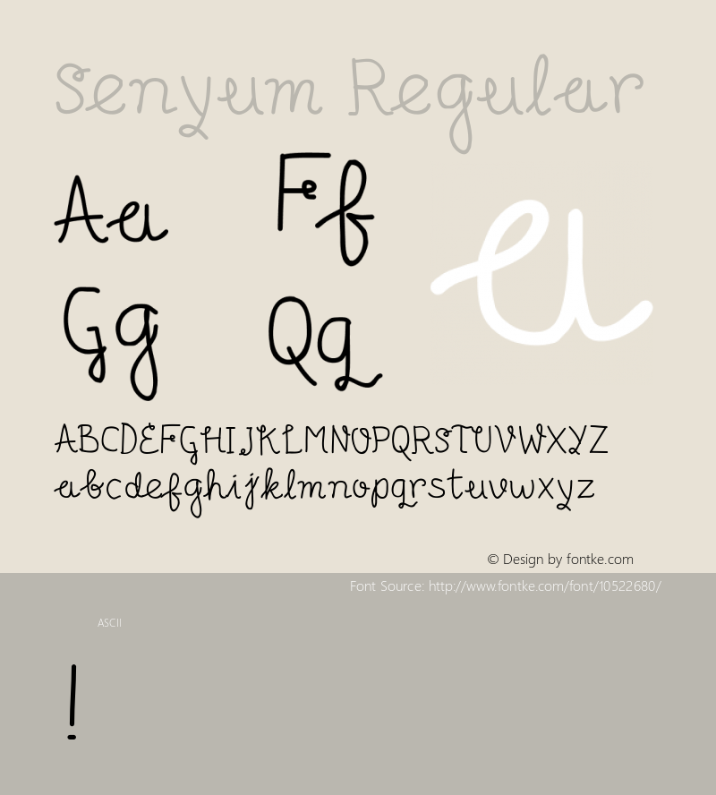 Senyum Regular Version 1.0 Font Sample