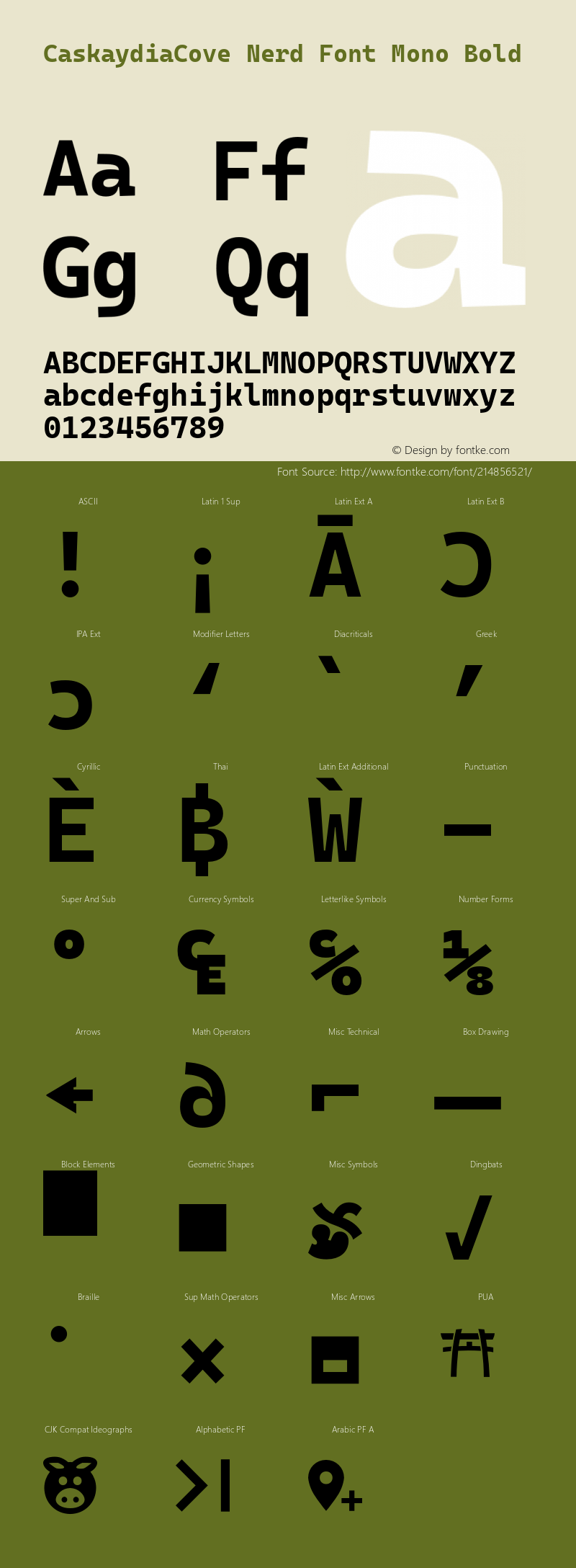 Caskaydia Cove Bold Nerd Font Complete Mono Version 2007.001图片样张