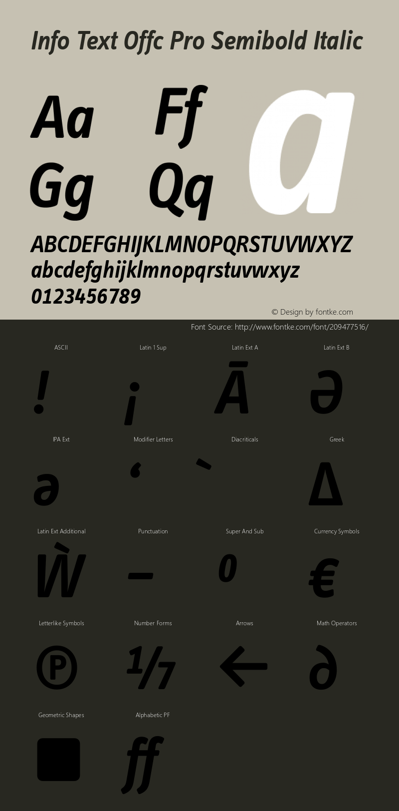 Info Text Offc Pro Semibold Italic Version 7.504; 2011; Build 1021图片样张