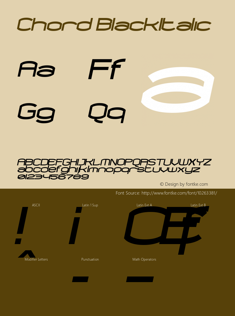 Chord BlackItalic Macromedia Fontographer 4.1 6/10/01 Font Sample