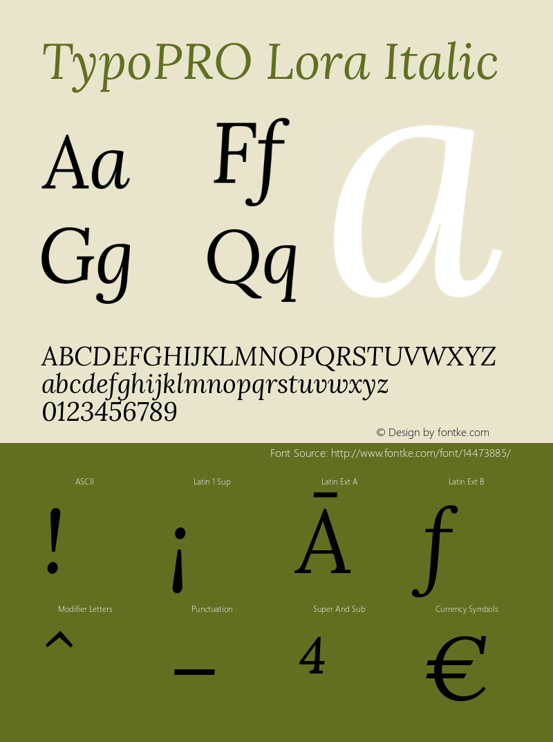 TypoPRO Lora Italic Version 1.014 Font Sample