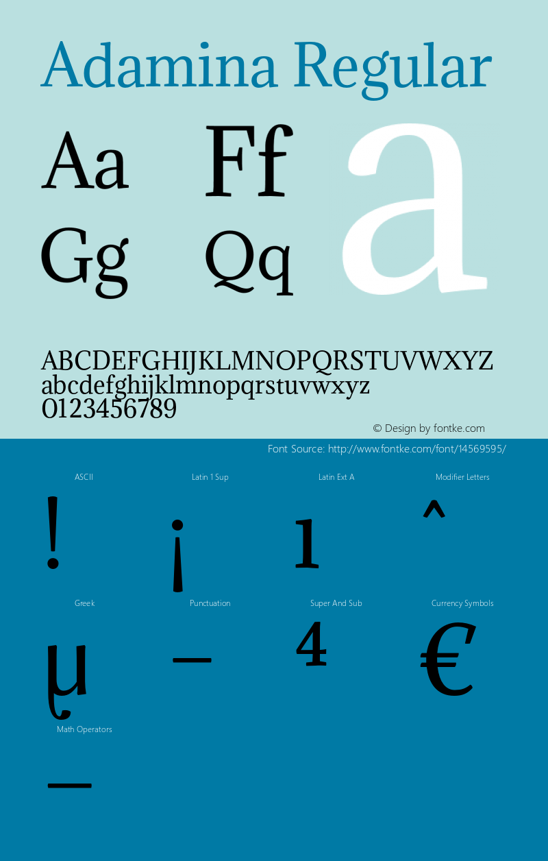 Adamina Regular Version 1.010 Font Sample