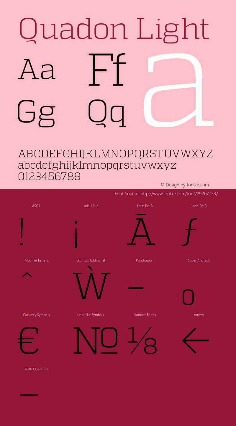 Quadon-Light Version 1.000;PS 001.001;hotconv 1.0.56 Font Sample