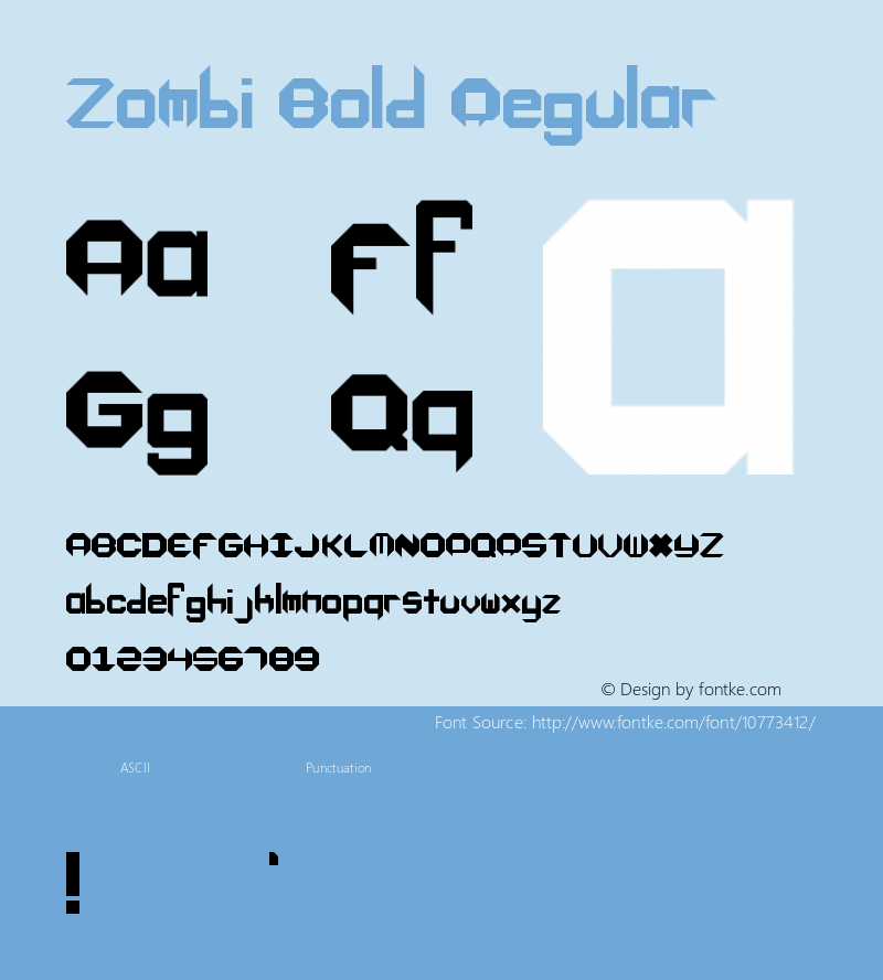 Zombi Bold Regular Version 1.0 Font Sample