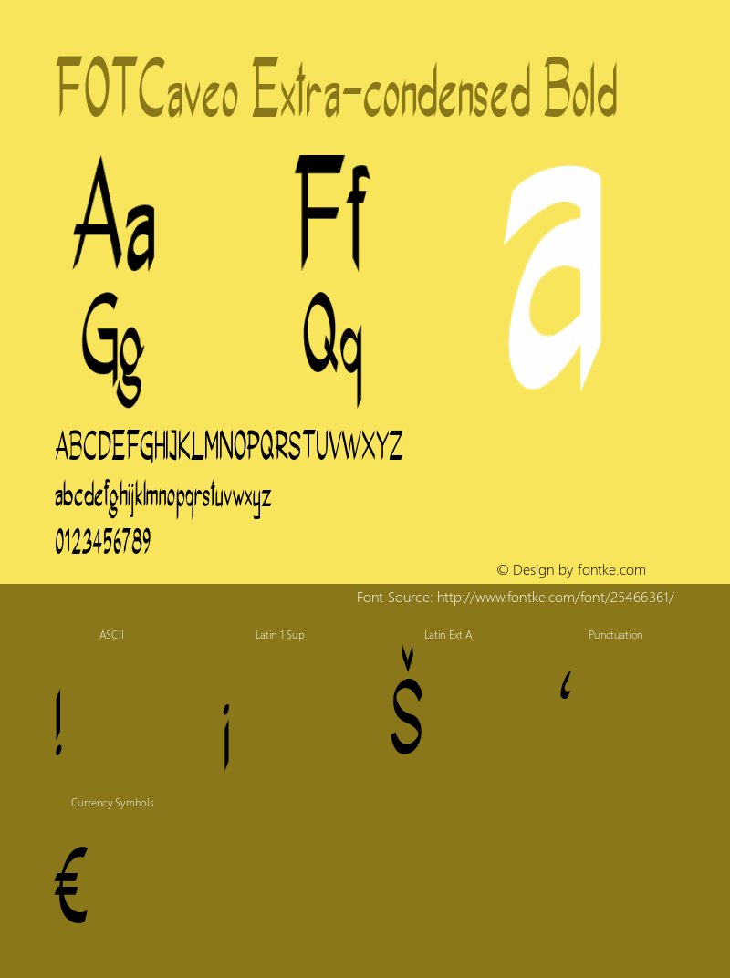 FOTCaveo-ExtracondensedBold Version 1.000 Font Sample