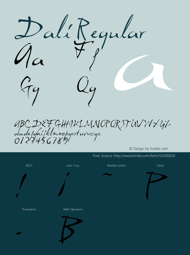 Dali Regular Macromedia Fontographer 4.1.3 9/12/97 Font Sample