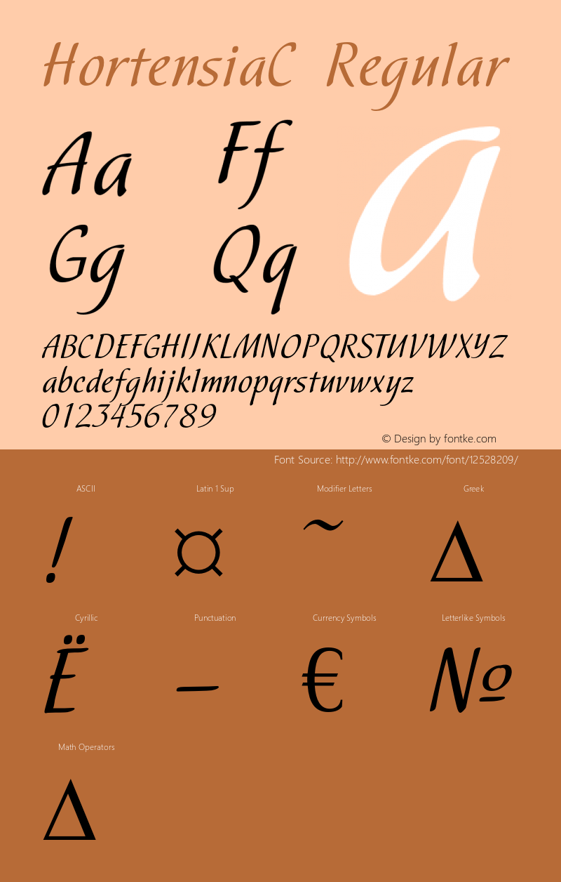 HortensiaC Regular OTF 1.0;PS 001.000;Core 116;AOCW 1.0 161 Font Sample