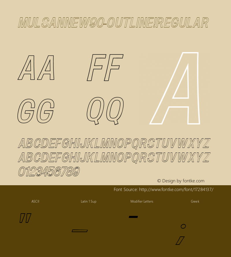 MulsanneW90-Outline Regular Version 1.00 Font Sample