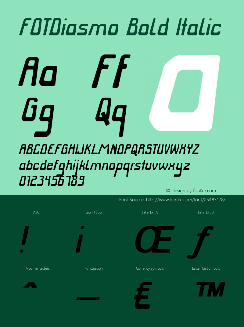 FOTDiasmo-BoldItalic Version 1.000 Font Sample