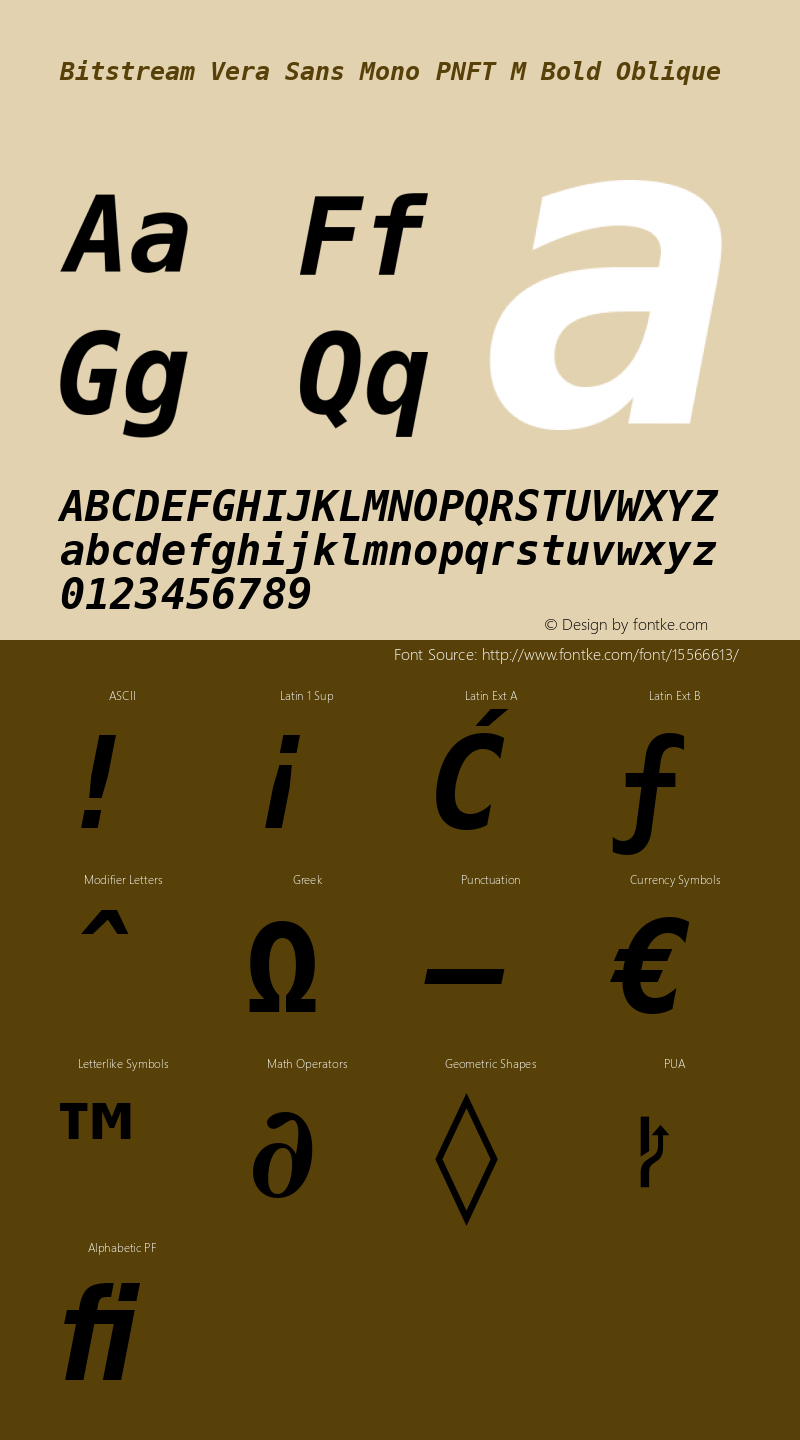 Bitstream Vera Sans Mono PNFT M Bold Oblique Release 1.10 Font Sample