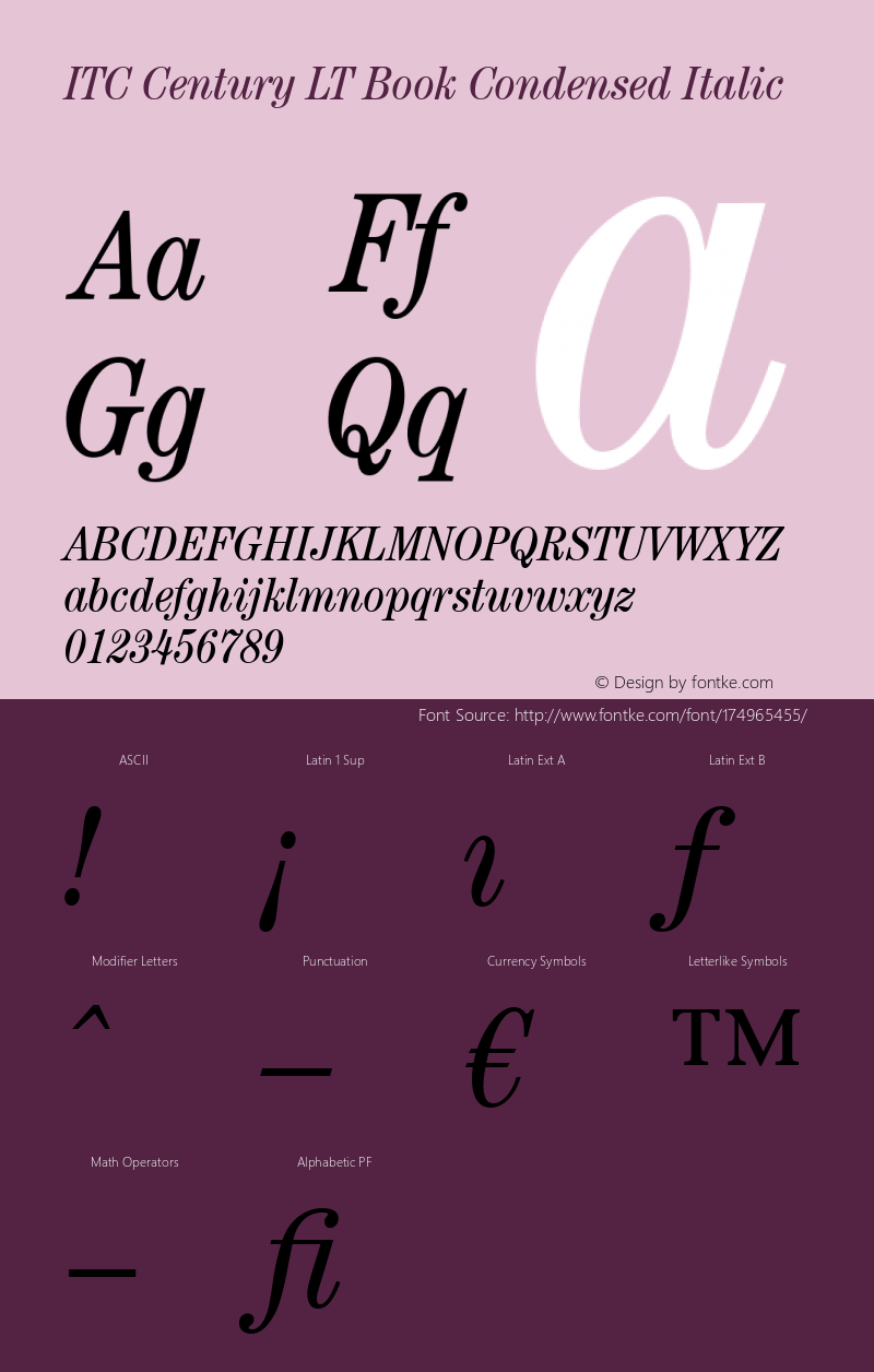 ITC Century LT Book Condensed Italic 006.000图片样张