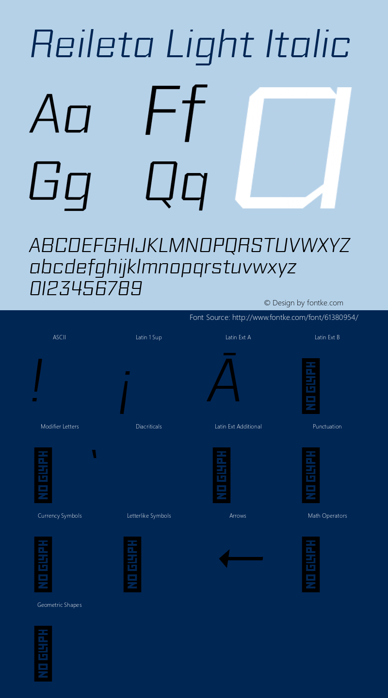 Reileta-LightItalic Version 1.000;PS 001.000;hotconv 1.0.70;makeotf.lib2.5.58329 Font Sample