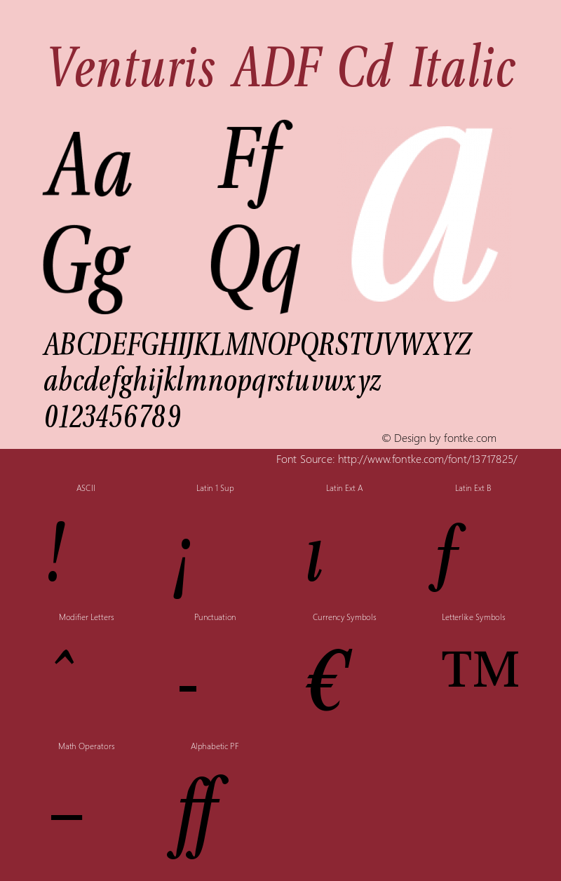 Venturis ADF Cd Italic Version 1.005 Font Sample