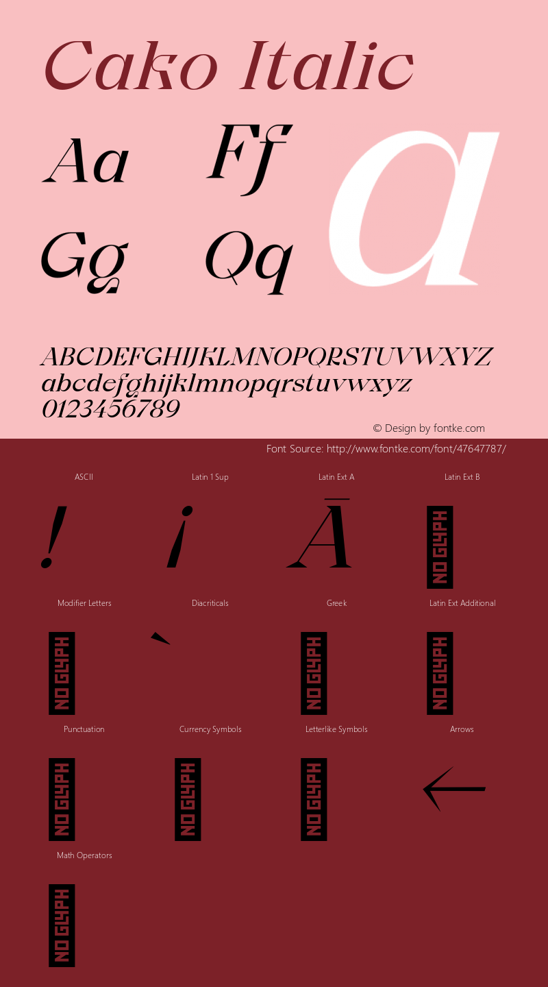 Cako-RegularItalic Version 1.000;PS 001.000;hotconv 1.0.88;makeotf.lib2.5.64775 Font Sample