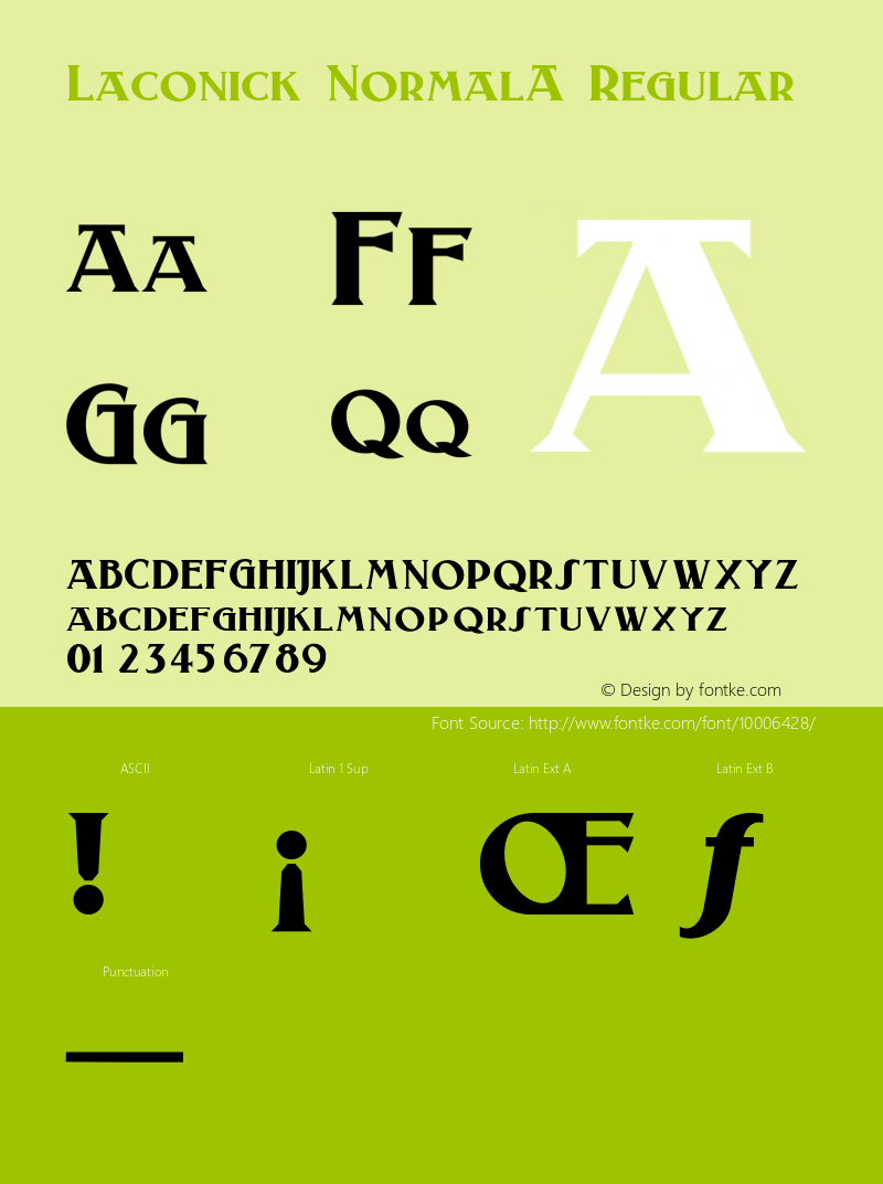 Laconick-NormalA Regular Converted from e:\nick's~1\LANA____.TF1 by ALLTYPE Font Sample