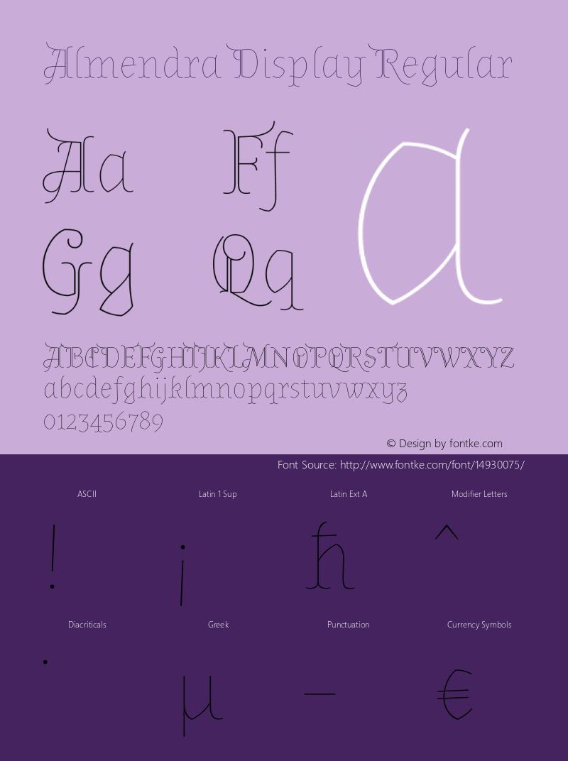 Almendra Display Regular Version 1.003 Font Sample