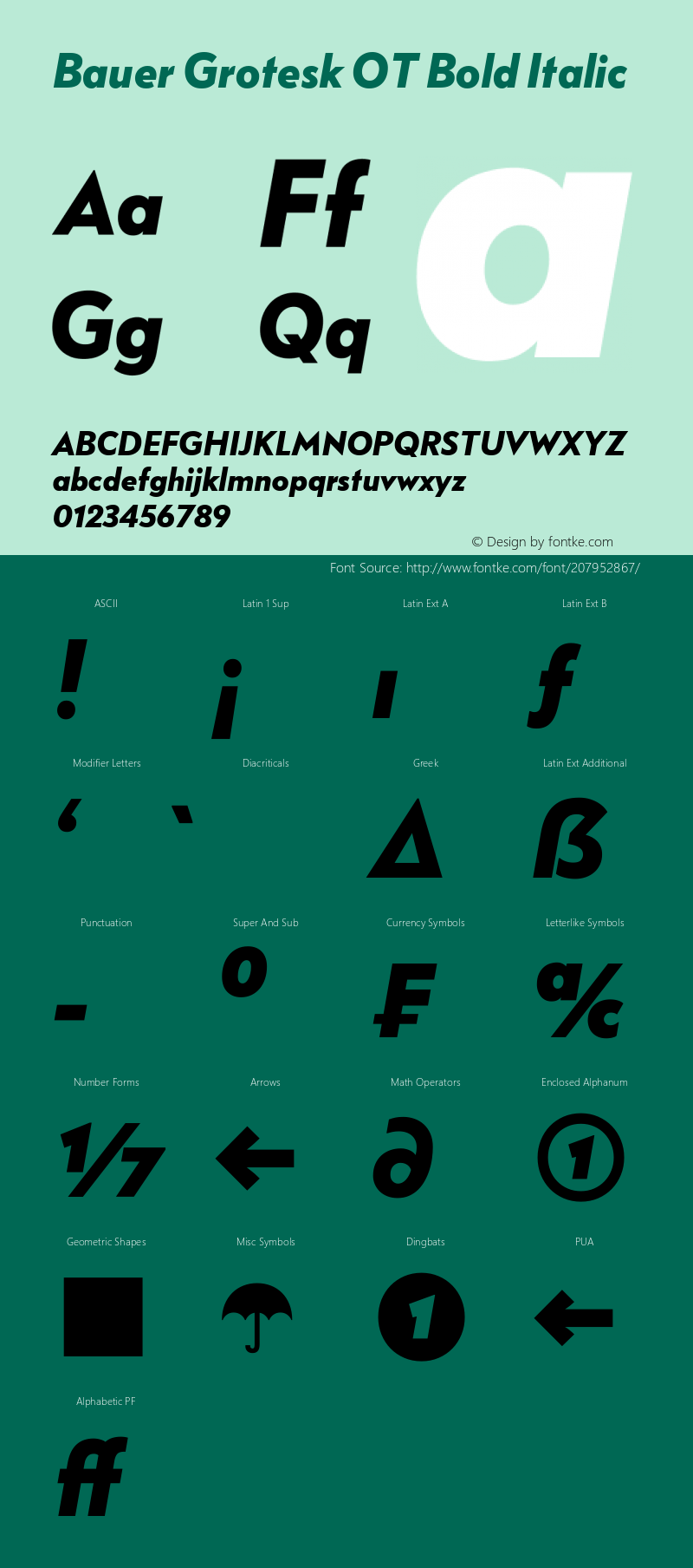 Bauer Grotesk OT Bold Italic Version 7.700, build 1040, FoPs, FL 5.04图片样张