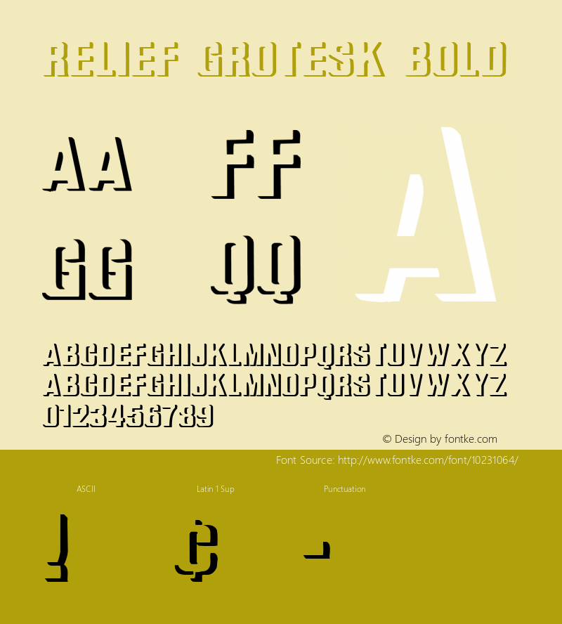 Relief Grotesk Bold Version 2.01 2003 Font Sample